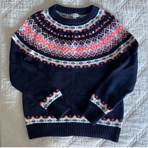 J. Crew Factory • navy blue fair isle knit sweater size small